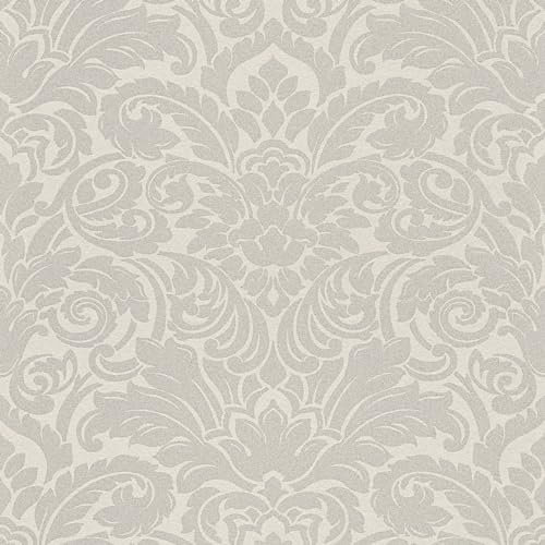 Baroque wallcovering Wall Profhome 305451-GU Non-Woven Wallpaper Slightly Textured Baroque Style matt Silver Cream 5.22 m2 (56 ft2)