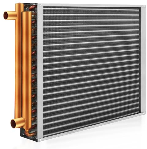 AB Water to Air Heat Exchanger 14x14 with Copper Ports 1 for Outdoor Wood Furnaces, Residential Heating and Cooling, and Forced Air Heating