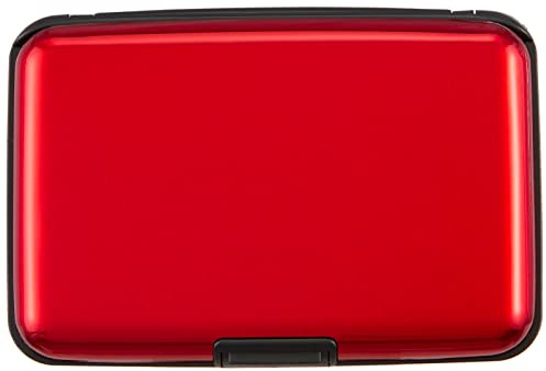 Kaabao Credit Card Holder, RFID Blocking Metal Card Wallet for Women Men Slim ID Card Holders Protector Aluminum Business Hard Case (Red)