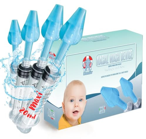 Mumi's 4 olive per lavaggi nasali 4 siringhe maxi 20ml per lavaggi nasali bambini e adulti dispositivo medico CE (4 siringhe 4 olive)