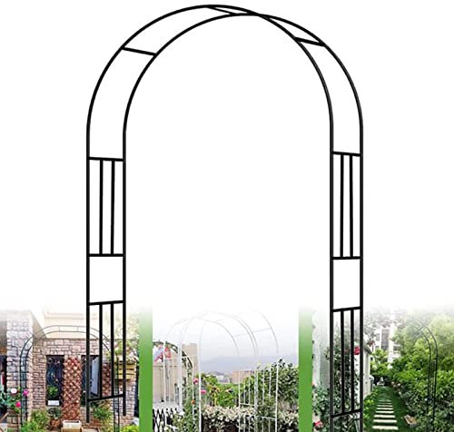 Arco da Giardino in Metallo,Arco per Rose Piante Rampicanti,Resistente Padiglione da Giardino,Pergolati alle Intemperie E Autoportante,con Base,Facile da Montare,Black-W180cmxH240cm/71x94in