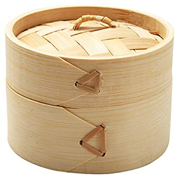 Generic Vaporera de bambú, cesta redonda de 3.94 pulgadas para comida china, 10 cm x 10 cm x 7 cm