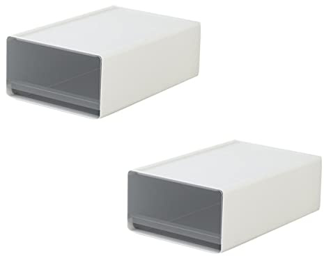 NUOBESTY Lot De 2 Boîtes De Rangement À Tiroirs En Plastique Organiseur De Fichiers De Bureau Compact Et Léger Conteneur De Rangement