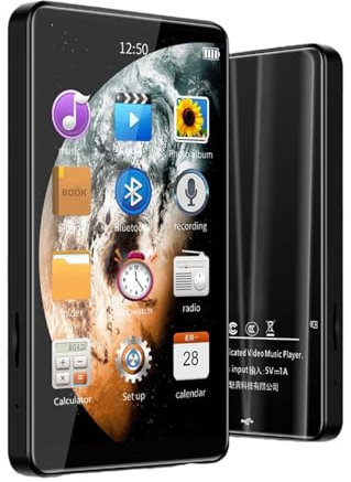 MP5 Player with Bluetooth 5.0, Full Touch Screen, MP4/MP3 Digital Music Player, FM Radio, 80GB Built-in Memory, Speaker, e-Book Support, Maximum 256GB External Memory