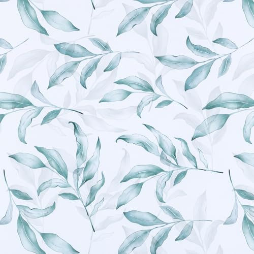 Abyssaly Self Adhesive Wallpaper, Blue Leaf Peel and Stick Wallpaper, Vinyl Wrap for Furniture, Removable Sticky Back Plastic Roll for Kitchen, Cabinets, 29cmX200cm