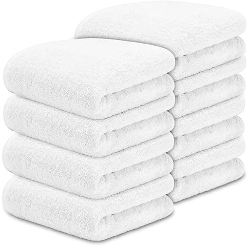 DECASATEXTIL Pack 8 Toallas Lavabo 50x90cm Algodón 500g/m² – Suaves y Absorbentes – Toallas Baño y Mano para Lavabo, Gimnasio o Aseo (Blanco)