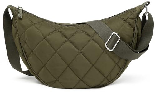 Micmores Crossbody Bag Damen UmhäNgetasche Nylon Gesteppt Tasche Leicht Puffer Crossbody Bag Groß Schultertasche Hobo Bauchtasche Damen Herren (Grün)