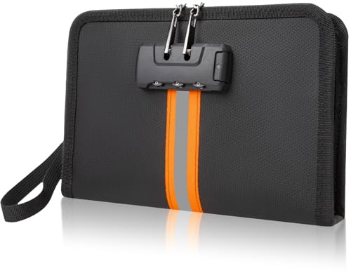XIAODUN Fireproof Money Bag,Money Bag with Lock and Zipper,Safe Fireproof Waterproof,Suitable for Cash, Mobile Phones, Keys, Credit Cards