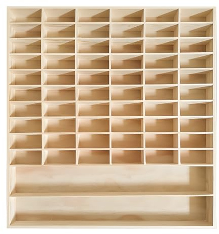 CHZIMADE 1:64 Display Case Collector's for Wooden Car Models Shelf 60 Grids Wall Display Cabinet Shelf Hanging Unit Souvenir Organiser (58.5x5x64.5cm)
