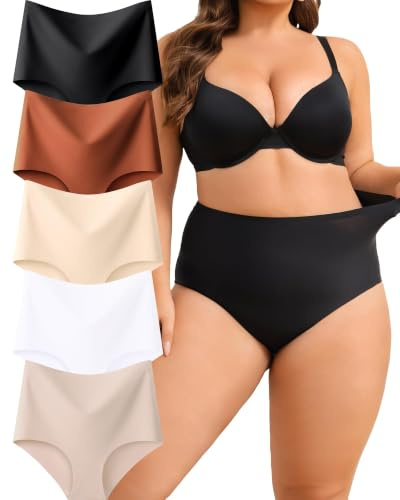 ALL OF SHE 5-pack High Waisted trosor dam sömlösa underkläder hög midja bekväm hipster No Show Trosor flerpack XS-3XL