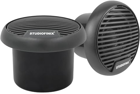 STUDIOFINIX 3 Inch Waterproof System Weather Proof Coaxial Boat Speakers Marine Stereo Outdoor Loudspeaker System Set for Car Van Truck Tractor Caravan Motorhome (Gray)