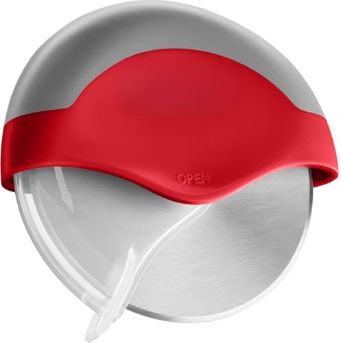 KAFOOR Pizza Cutter Wheel with Protective Blade Cover, Ergonomic Pizza Slicer (Red)