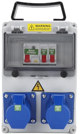 Eujgoov Portable Industrial Outlet Distribution Box 260x170x140mm with Matching Plugs Connection, for Warehouse, Factory, House Renovation, Production Workshop, Construction Site, etc