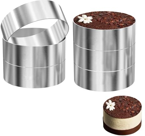 YuLiMirich Set di 6 anelli per hamburger, 10 cm, senza cuciture, set di anelli da dessert, mousse senza cuciture, in acciaio inox, per dolci, mousse