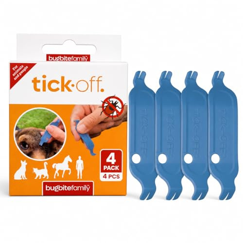 tick-off® Pinze per zecche brevettate, per la rimozione delle zecche con 2 misure di gancio per zecche e impugnatura ergonomica, doppio lato per cani, gatti, cavalli, clinicamente testato, confezione