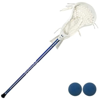 FytStycale Metal Shaft Crosse Open-Lattice Crosse with Netted Head Consistent Sports Team Sports Gear for Beginners, Blue, 30 Inch Adult Lacrosse Stick