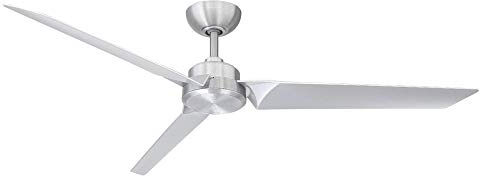 Modern Forms Roboto Smart Indoor and Outdoor 3-Blade Ceiling Fan 62in Brushed Aluminum with Remote Control works with Alexa, Google Assistant, Samsung Things, and iOS or Android App