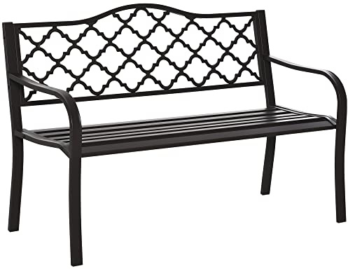 Outsunny Banc 3 Places de Jardin 128L x 60l x 89H cm Banc de Jardin Brun