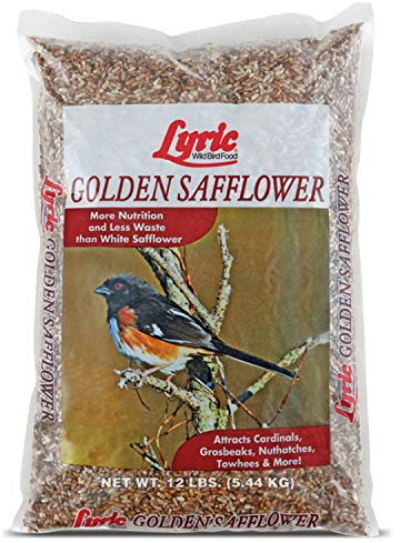 Lyric Golden Safflower Bird Seed for Outside Feeders - Attracts Cardinals, Chickadees, Woodpeckers & More, 12 lb Bag