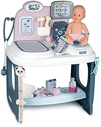 Smoby 7600240300 - Dockläkarmottagning - Stabil Dockläkarmottagning med Ljus och Ljud, Inkl 30 cm Docka och Massor av Tillbehör, Från 3 år