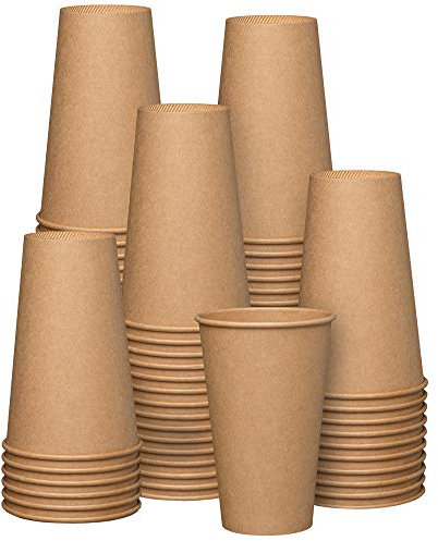 Comfy Package GUSTO [16 oz. - 470 ml - 100 unidades] Vasos desechables de papel kraft, vasos para café caliente marrón sin blanquear - Vasos ecológicos - Formerly