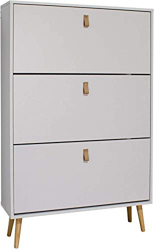 Mobelcenter, Mueble Zapatero Nórdico 3 Puertas, Armario Zapatero 3 Puertas Color Blanco, Capacidad 20 Pares de Zapatos, Medidas: Ancho: 80cm x Fondo: 23.5cm x Alto: 128.5cm (1273)