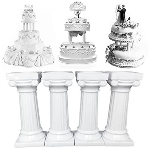 Saterkali 12Pcs 3 Size Roman Column Cake Pillar Cake Dowel Rods, Cake Rods Non-Stick Reusable Plastic Delicate Cake Decorating Kit for Stacking Round Cake, 2 Inch, 5 Inch, 6.7 Inch M