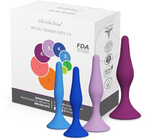 Rectal Dilator Trainer Set for Men and Women – Pelvic Floor Therapy Tool - Medical Grade Silicone, FDA Registered - 4-Pack, Sizes 3-6