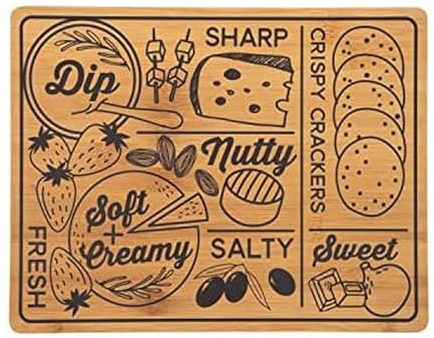 Farberware Charcuterie Board with Recessed Handles, Reversible Kitchen Cutting Board for Entertaining and Meal Prep, Decorative Wood Cheese Board, 11-inch x 14-Inch, Bamboo