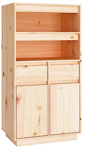 vidaXL Highboard Sideboard Kommode Schrank Anrichte Beistellschrank Mehrzweckschrank Hochschrank Standschrank 60x40x116,5cm Massivholz Kiefer