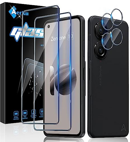 Aerku Schutzfolie für Asus Zenfone 10 für Panzerglas, 2 Stück Schutzglas und 2 Stück Kameraschutz für Asus Zenfone 10, 0.33mm HD Folie, 9H Härte Anti-Kratzen Anti-Bläschen Panzerfolie