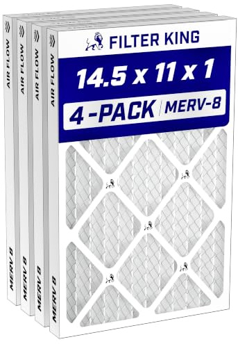 Filter King 14,5 x 11 x 1 luftfilter | 4-pack | MERV 8 HVAC veckade A/C ugnsfilter | TILLVERKAD I USA | Faktisk storlek: 14,5 x 11 x .75 tum