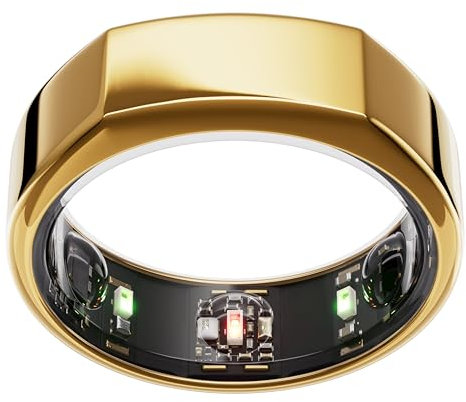 OURA Gen3 Heritage Smart-Ring - Größe 8, Gold | Wearable für Schlaf-, Herzfrequenz- und Fitnesstracking - Bis zu 7 Tage Akkulaufzeit - Kompatibel mit iOS/Android - Bestimme Deine Größe vor dem Kauf