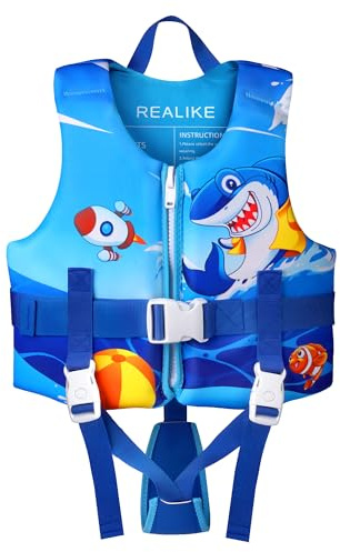 REALIKE Kids Swim Vest Toddler Floaties Adjustable Safety Strap Swimming Aids for Toddlers Children Float Swimsuit, Suitable for Age 2-10 Years/22-88lbs