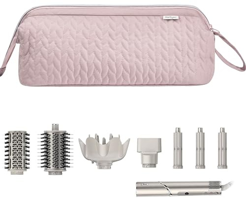 KarSyon Shark Flex Style Case for Dyson Airwrap Hair Dryer Brush Revlon Hair Tools Travel Bag Carrying Case Flat Curling Iron Organizer, Pink, Portability
