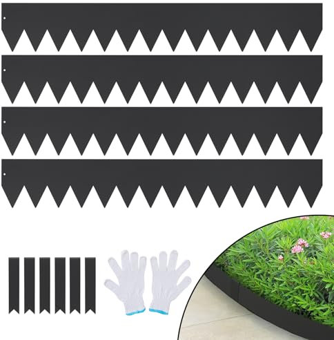 VEVOR Rasenkante 101,6 x 15,2 cm (4er-Set) Rasenkantenband aus Stahl Beeteinfassung Beetumrandung Mähkante Geeignet für Außengärten, Wege, Rasenflächen, Innenhöfe, Straßenränder und mehr