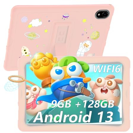 DOOGEE U10Kid Tablette Enfants 10.1 Pouces Android 13, Tablette Tactiles Quad Core 9 Go +128 Go/TF 1To, Kids Space, Widevine L1, GPS, 8MP+5MP, Matériau en Silicone