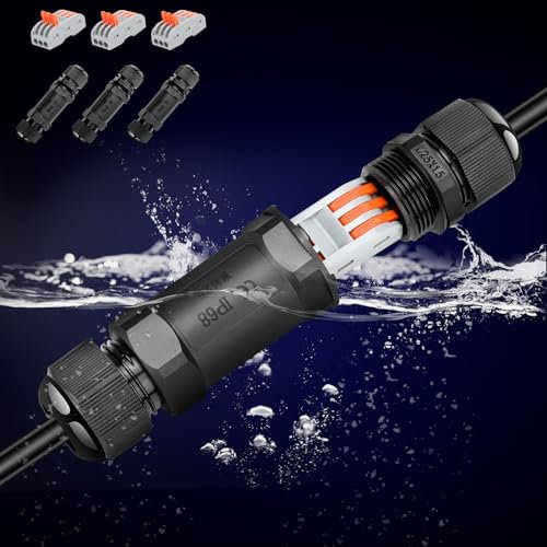 YUSHIHU Outdoor Junction Box, Waterproof Box IP68, waterproof electrical connector, M25 Cable Connector for Cable Diameter Ø6mm-11mm(3PCS)