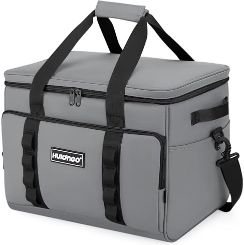 Hulongo Glacière Pliable Souple Sac Isotherme Etanche pour Pique Nique, Courses, Camping et Voyage, 30L, Gris