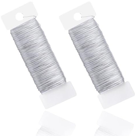0,35mm x 100m Basteldraht,2 Rollen Draht zum Basteln,Schmuckdraht,Blumendraht, Floristendraht,Wickeldraht,Draht für Floristik,Schmuckherstellung,Bastelarbeiten,Silberfarbener Kupferdraht (50m/Rolle)