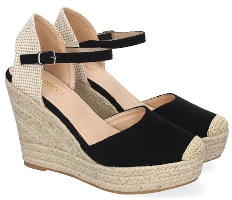 shoes&blues.es Sandalia de Cuna de Yute para Mujer, Comodas y Elegantes, Diseno Moderno con Punta Bordada y Cierre de Hebilla, Ideales para Primavera-Verano.