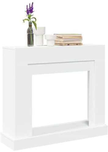 Homgoday Cornice per Camino Bianca 100x30x87,5 cm in Truciolato, Cornice e Bruciatore, Accessori Camino