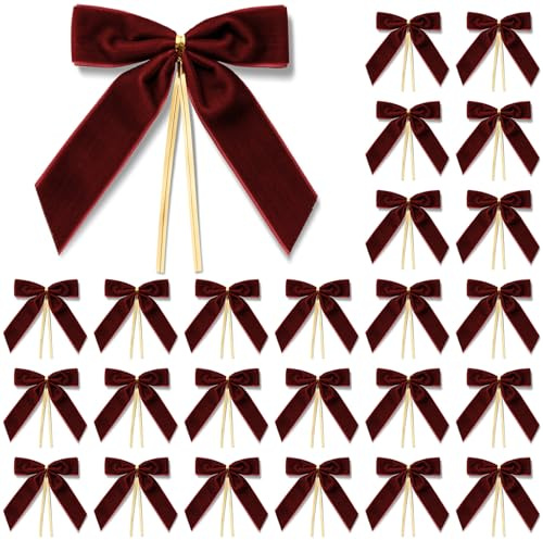 MORSUNBELA Fiocchi Velluto per Pacchi Regalo Natale Matrimonio Rosso Scuro