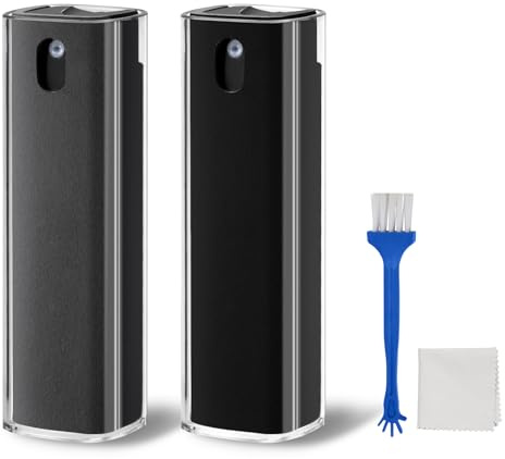 Bildschirmreiniger, JiaTeums All in one Screen Cleaner Spray 2er Set Dispalsy Reinigungsset für Monitor/Tablet/Telefon/Autobildschirm mit Lösung und Reinigungsbürste (Grau+Schwarz)