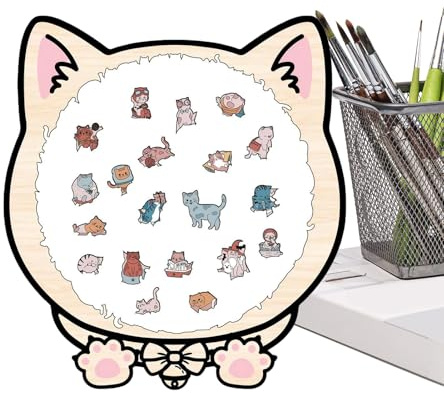 Puzzles Animaux - 135 Pièces Jeu de Réflexion avec Cadre Chat - Puzzles Encadrés Chat pour - pour Garçon, Fille, Adulte, Jeune, Senior, Ami, Préscolaire, de Table, Décoration d'Intérieur,