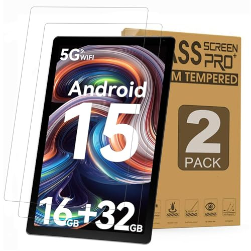 HminSen 2 Pack Screen Protector for Evermyth Tablet 10 Inch, Tempered Glass Film Guard for Everyuth 10 inch KB1001/KB1004/KB1001L/KB1004L Tablets