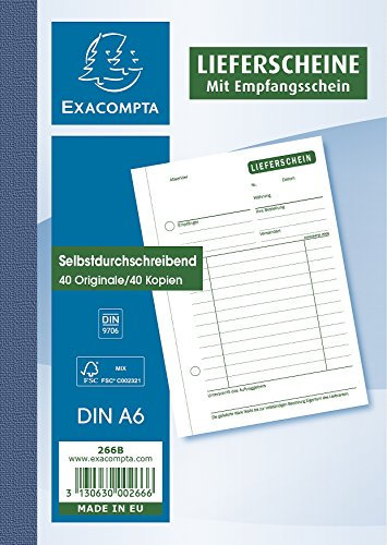 Exacompta 266B Manifolds Lieferscheine DIN A6, 2 x 40 Blatt