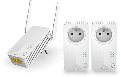 STRONG CPL Wi-FI 500 Mbps, Kit de 3 Adaptateurs CPL, 2X Prise Gigogne intégrée, LAN, WAN pour Fibre et ADSL, Blanc