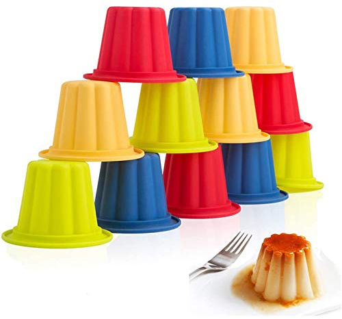Webake Jello Shot Cups Silicone Popover Pan Pudding Baking Cup Nonstick Muffin Cupcake Liner 12 Pack