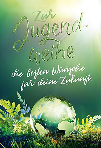 KE AV Jugendweihe Glückwunschkarte für Jungen & Mädchen, DIN B6 Format, inkl. Umschlag, hochwertiges Design - Motiv: Erdkugel